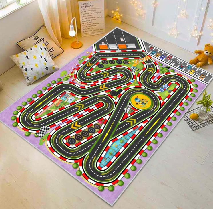 

Kids Racing Rug Car Road Kid Rug Carpet Playoom Traffic Road Kid Play Mat for Bedroom Kids City Traffic Road Map Fun Carpet 40X60cm