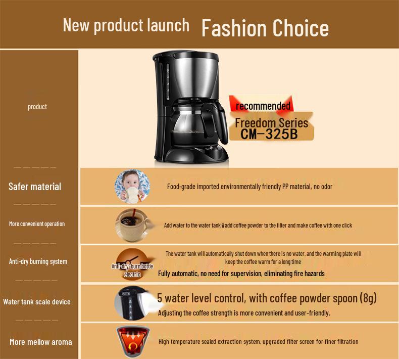 Compact Drip Coffee & Tea Maker with Auto Insulation