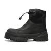 Winter Windproof Cotton Rain Boots Men Warm Ankle Fashion Black High-top Men Leather Big Head Platform Heightening Black Casual