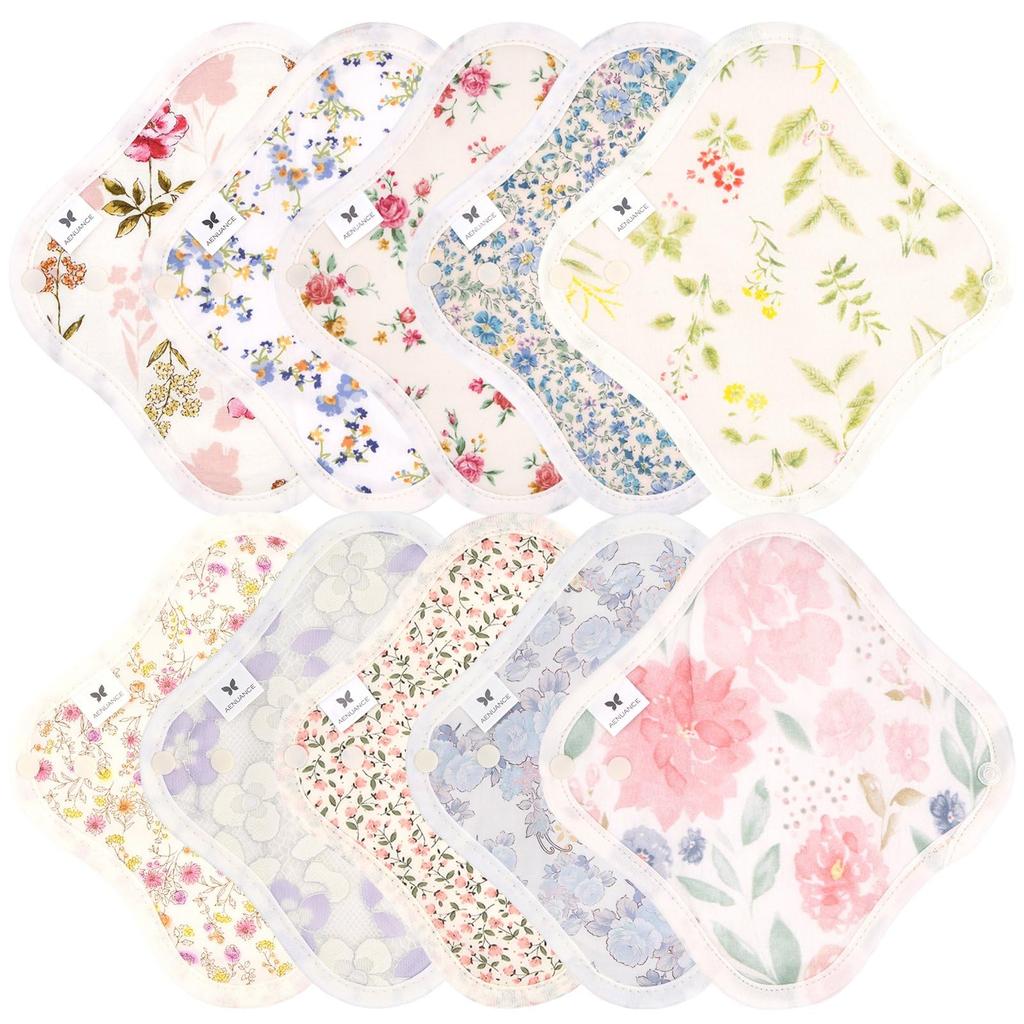 AENUANCE Cloth Pads for Mild Urinary 2cc Incontinence, 10-Pack, Thin, Absorbent, Capacity, SS, Non-Waterproof, AESST-10P-V01