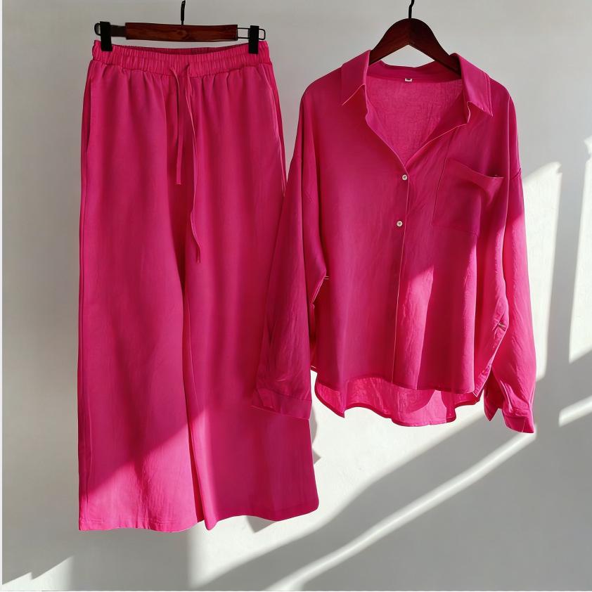 Ganzjahres Große Größen Locker Geschnitten Retro High-Waist Langarm Mode Sportbekleidung Set