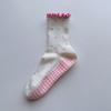Dot Pattern Yoga Socks - Suitable for Children's Indoor Fitness Exercises and Pilates - Mid-calf Socks with Anti-slip Lace On The Bottom.