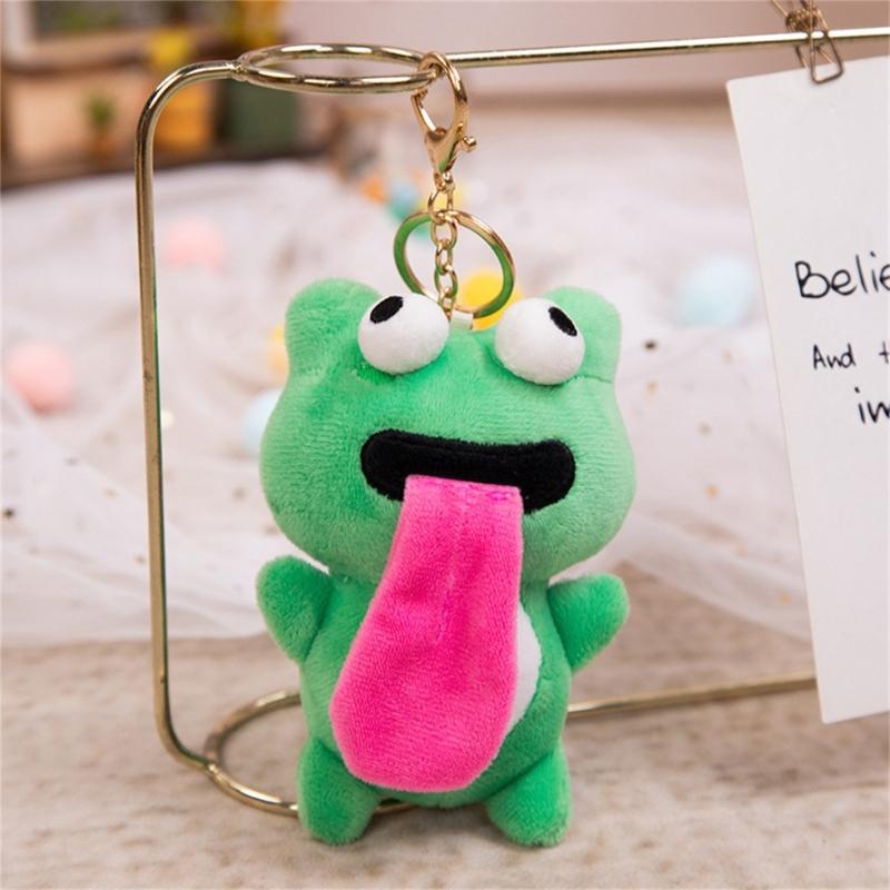 Hübsche Plüsch-Schlüsselanhänger Große Augen Froschpuppe Zunge Herausstreckender Frosch Magnetische Anziehungskraft Spielzeug Schlüsselanhänger Anhänger Partygeschenke