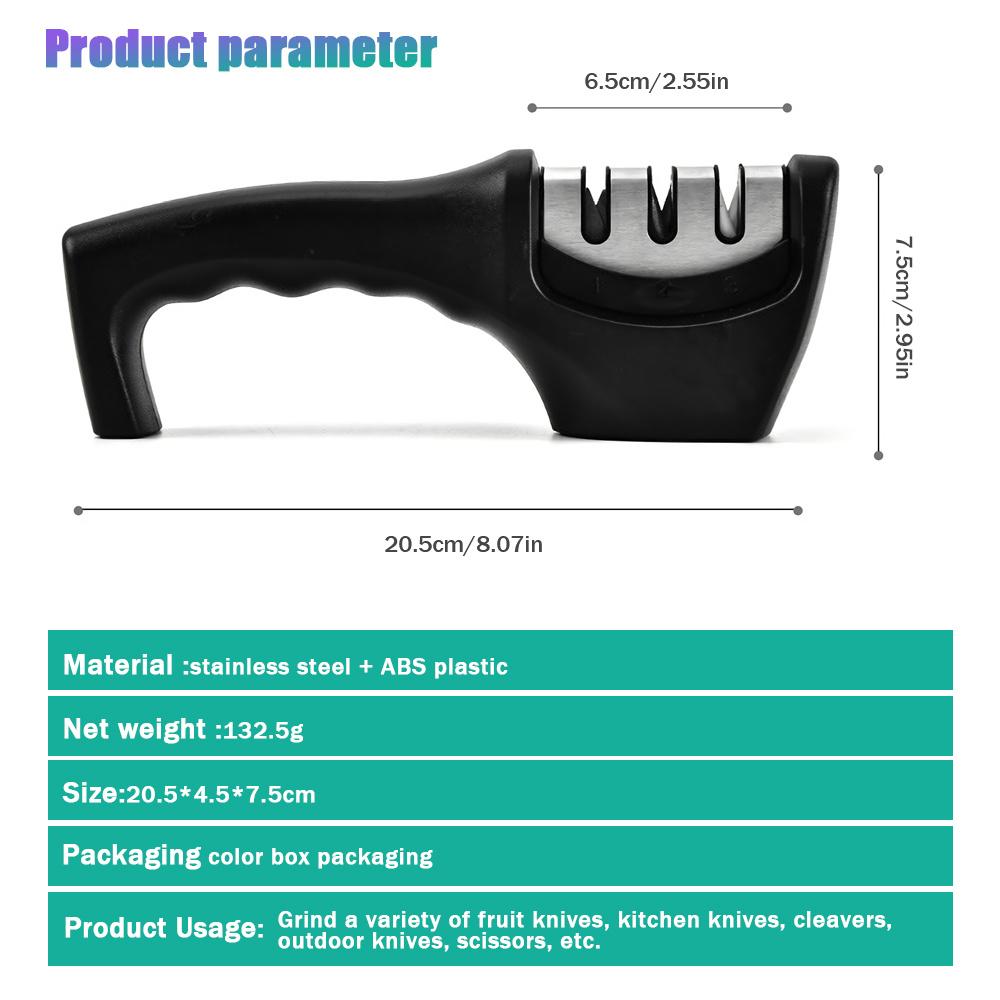 Multi-function Knife Sharpener Handheld 3 Stages Type Quick Sharpening Tool With Non-slip Base Kitchen Knives Accessories