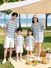 Familienurlaub Gestreifte T-Shirts & Baby-Strampler - Lässige Partner-Look Outfits für Eltern und Kinder mit kurzen Ärmeln