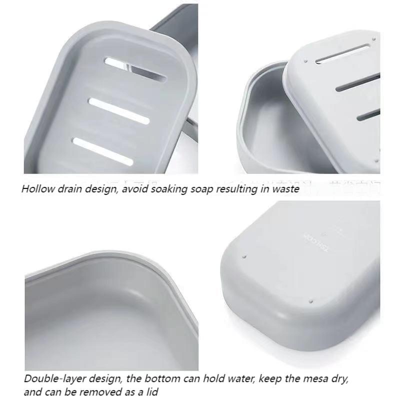 2 Square Thickened Portable Soap Boxes Plastic Soap Boxes Drain Soap Tray Family Bathroom Soap Box Cover for Easy Travel