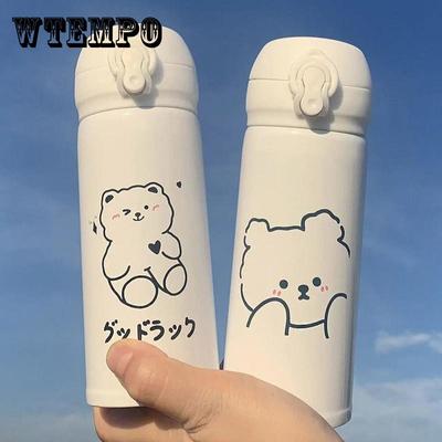 Cure Bear Water Cup Girls Versione coreana di alta qualità della semplice borraccia sottovuoto Borraccia di grande capacità Tazza portatile anti-goccia per bambini