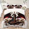 3pcs Black Dragon with Sword Print Cover Set Ultra Soft, Breathable, and Comfortable Bedding with Stylish Design for Bedroom and Guest Room Decor