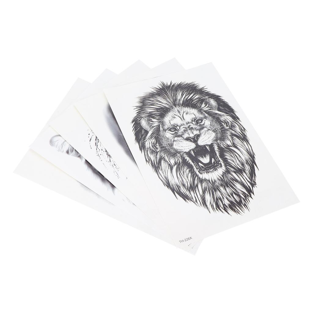 5 Sheet Animal Pattern Temporary Tattoo Sticker Men Waterproof Tattoo Sticker Accessory