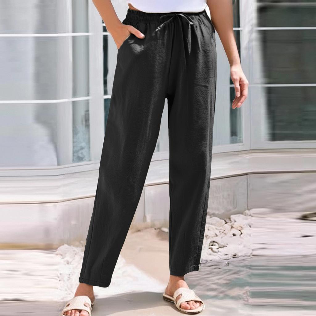 Women's Cropped Pants Stralght Pants With Pockets Lightweight Caual Loose  Trousers