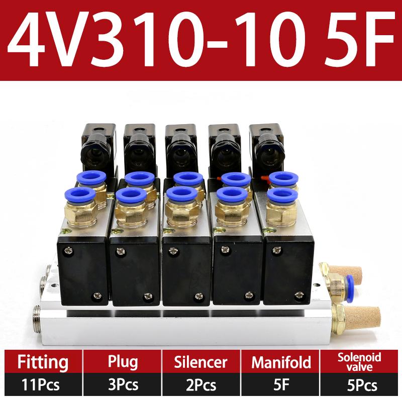 Pneumatic Solenoid Valve Group 4V310-10 Two-position Five-way Bus Valve Island 24V Bus Plate Connection Base
