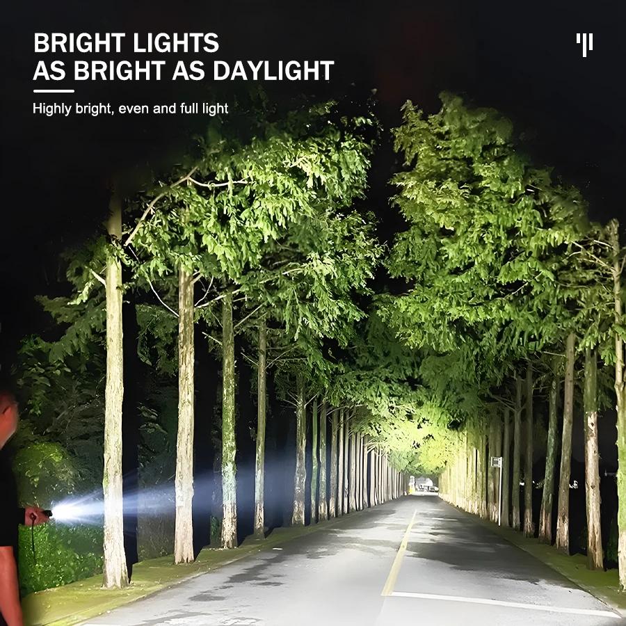 KDULIT Portable Zoomable Strong Light LED Flashlight with Gift Box USB Rechargeable Outdoor Camping Hunting Emergency Torch