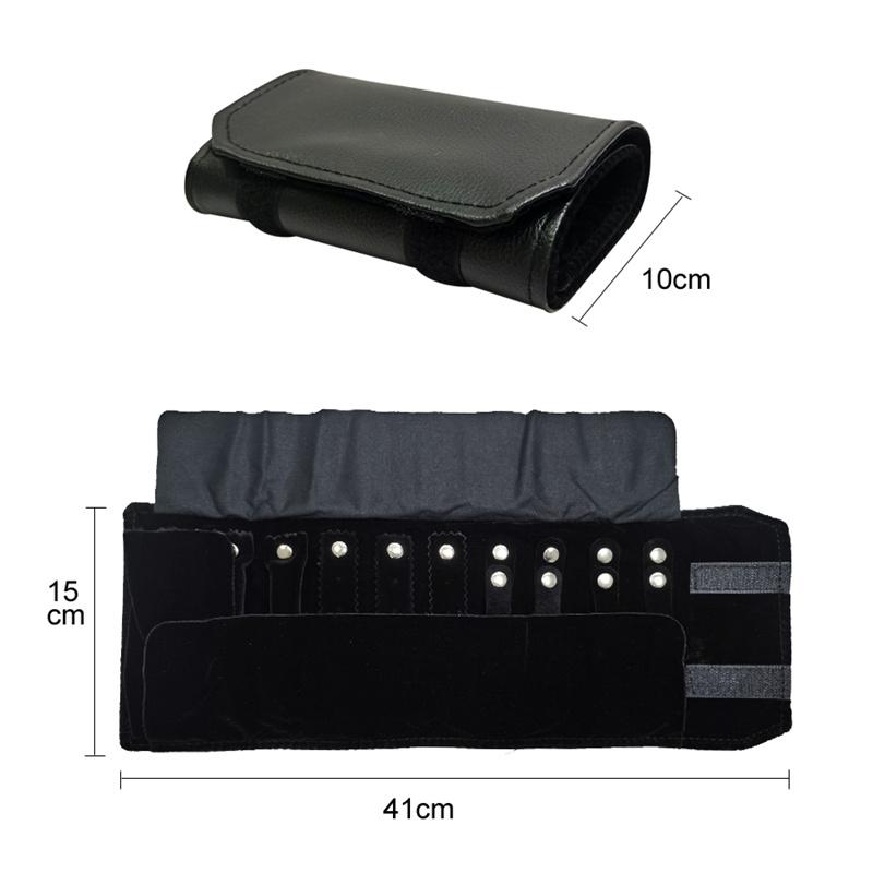 Black PU Leather Inner Black or Grey Velvet Jewelry Storage Bag MiNi Roll Bag Necklace Ring Earrings Pendant Storage Roll Bag