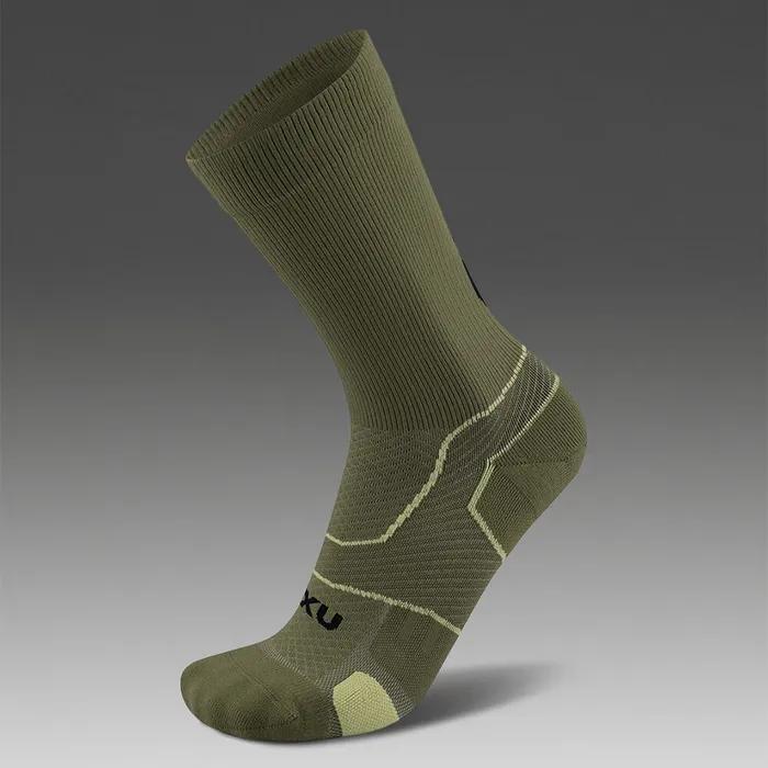 (Unisex) Vector Cushion Crew Socks Khaki_UA5053EHTG-BLK