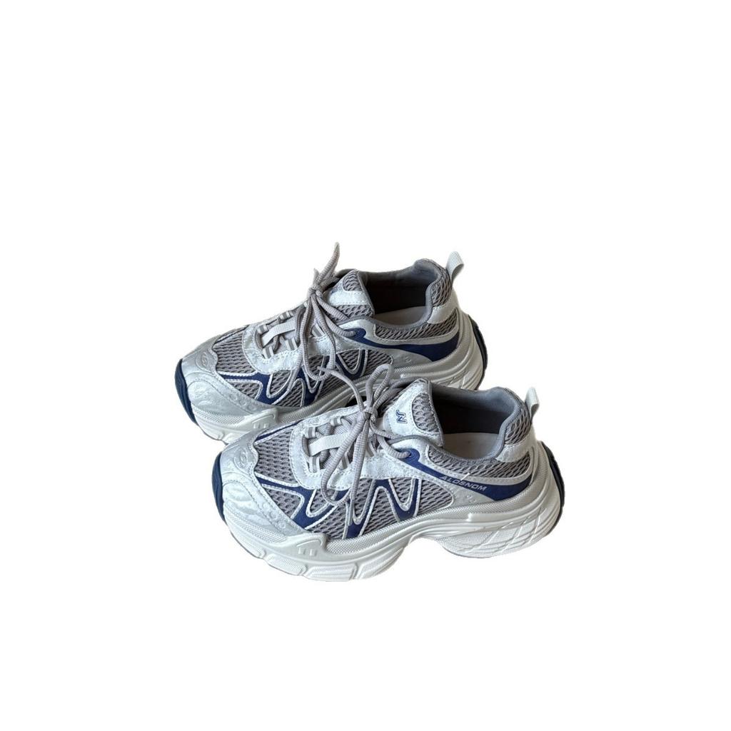 Leather mesh breathable platform dad shoes women's autumn 2025 new comfortable versatile casual sports shoes lightweight