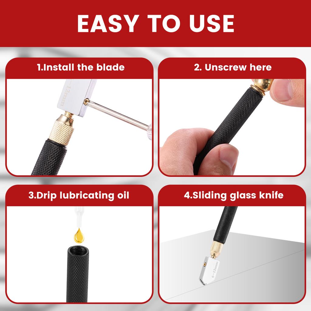 Heavy Duty Glass Cutting Tool Kit Glass Running Breaking Pliers and Class Cutters Tools Kit Wheeled Glass Tile Nippers