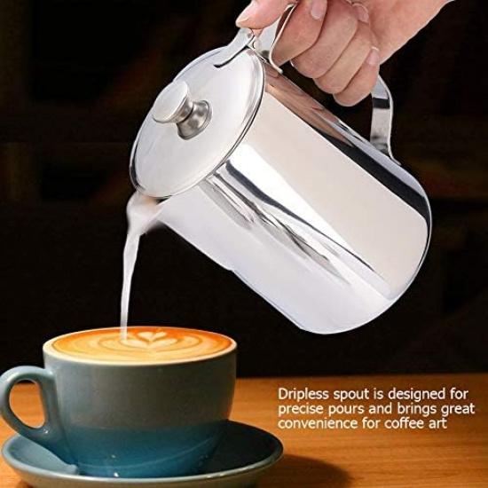 Milk Frothing Pitcher 350ml 600ml 900ml 1500ml 2000m(12oz 20oz 32oz 50oz 66oz) Steaming Pitchers Stainless Steel Milk Coffee Cappuccino Latte Art