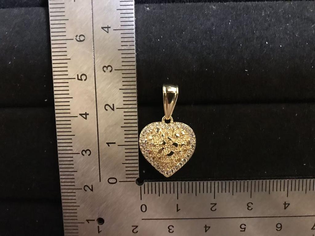Hip Hop Unique Design Gold Nugget Diamond Cut Heart Shaped Charm Pendant Necklace for Women/Men Jewelry
