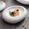 Irregular Rock Texture Ceramic Dinner Plate Restaurant Double Layer Insulation Plate Dessert Pasta Plate Specialty Tableware