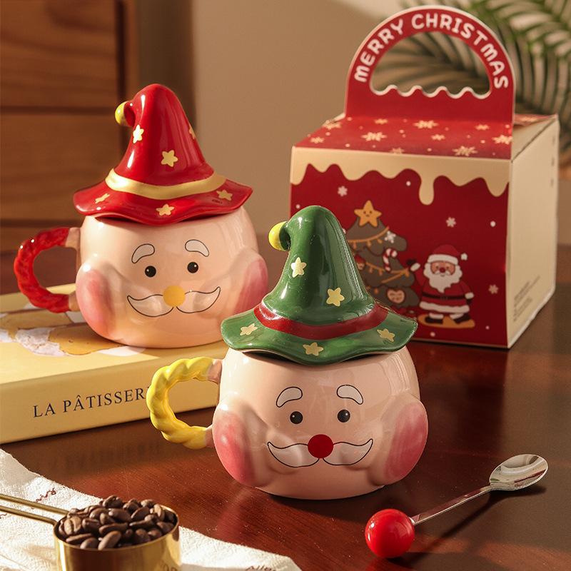 High-value Christmas Ceramic Cups, Mugs with Lids, Cute Girls, Girlfriends, Birthday Gifts, Souvenirs