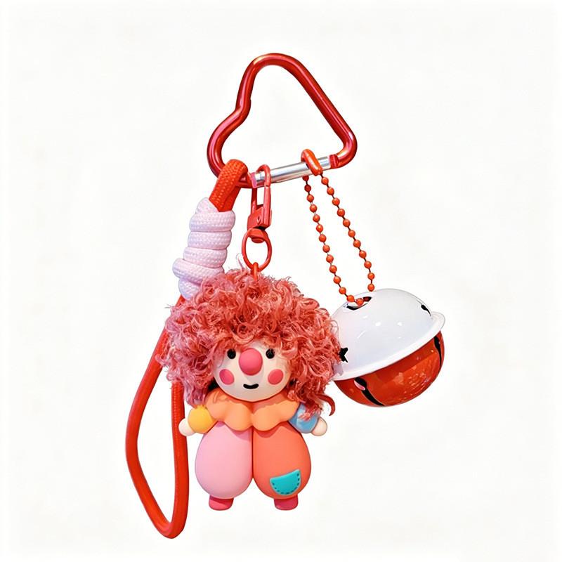 Curly Haired Clown Pvc Keychain With Cartoon Design For Gift And Decoration