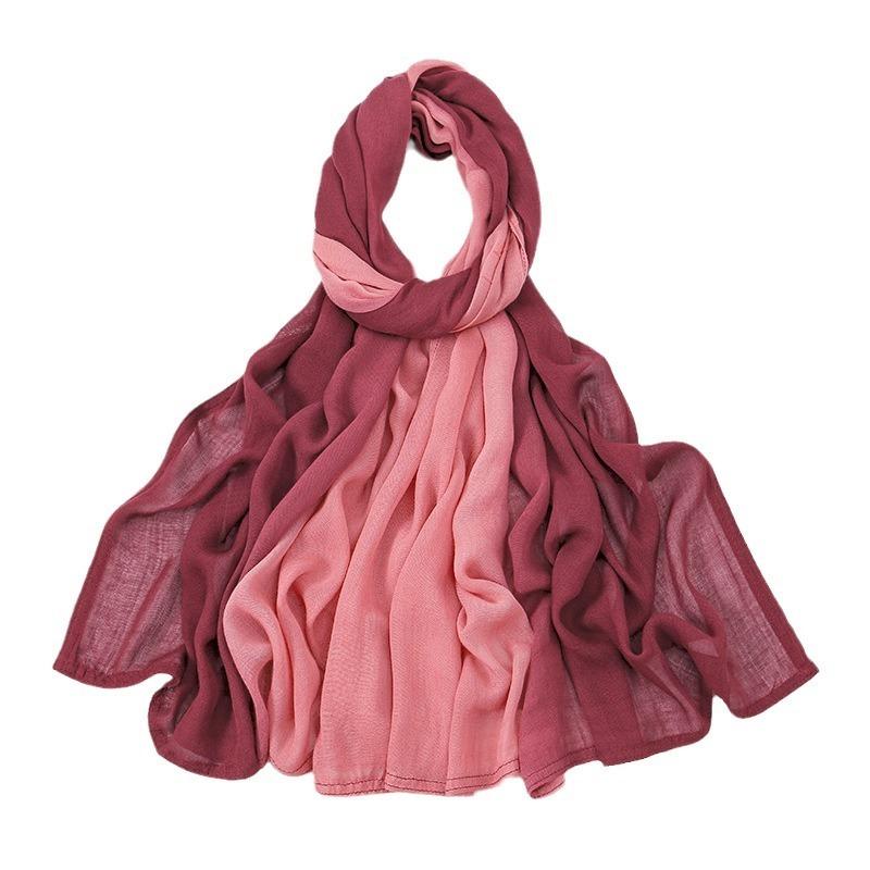 Autumn new solid color hot-selling gradual change Malay Indonesian cotton headscarf monochrome wide edge modal breathable scarf women