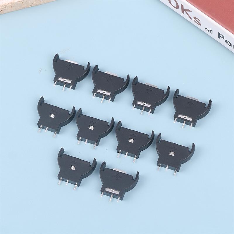 10Pcs/set Black Plastic CR2032 Battery Holder Vertical Half-Round Cell Coin Battery Socket Case Module For 3V Batteries