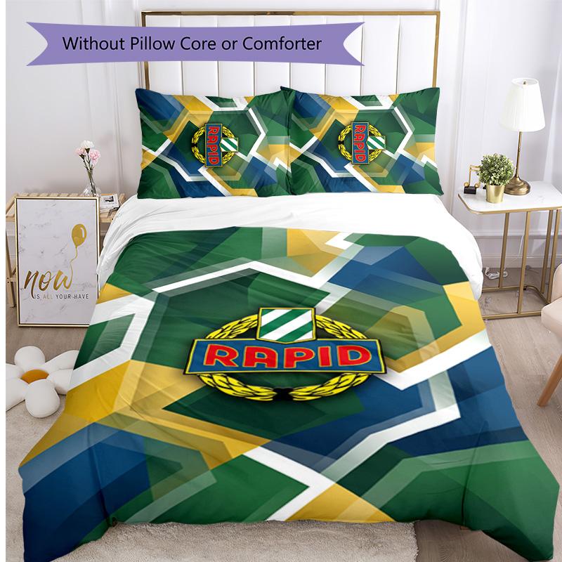 Rapid Wien FC Printed 3PCS Bedding Set Breathable Duvet Cover with Pillowcases Decorative Bed Linen for Bedroom Home