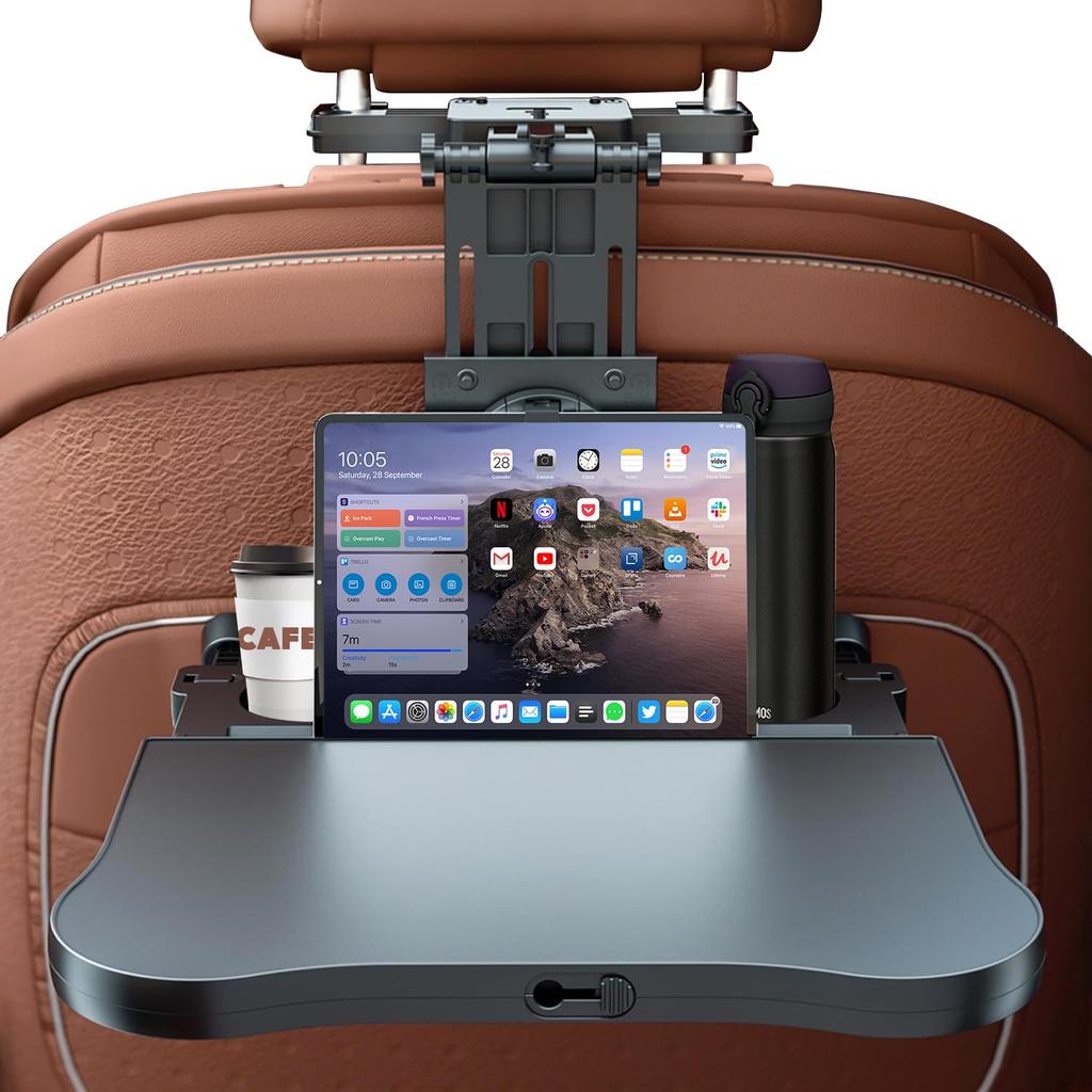 AUEOTUAR Car Rear Seat Headrest Car Dining Rear Seat Car Easy To Height Convenient Rotating Phone Holder Patent Weight Capacity 15kg Table, Table,