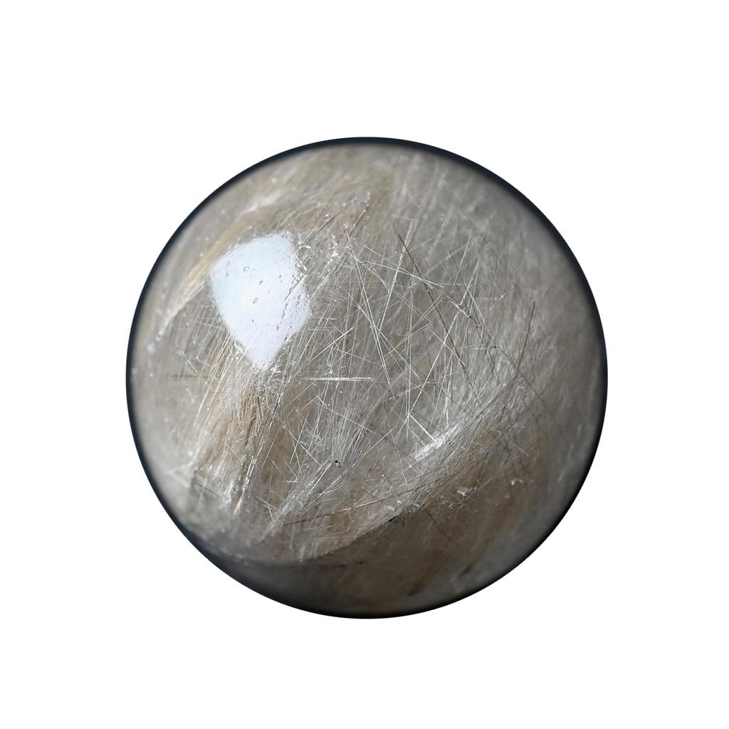 Eigado Stříbrný Rutilovaný Křemen Zlatá Jehlička Dobrá Síla Dobrý Amulet Koule, 36mm, 63g, Křemen, Štěstí, Kámen, Štěstí,