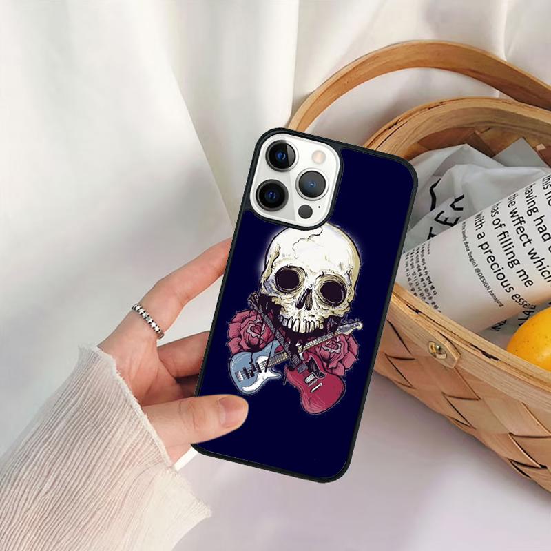 Rock Roll Skull Phone Case For iPhone 17 Air 16 15 14 11 12 13 Pro  MAX Plus coque Cover Shell