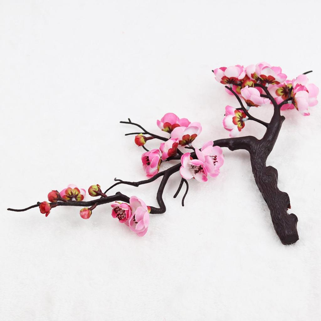 Artificial Red Plum and Peach Blossom Bouquet for Indoor Home Decoration