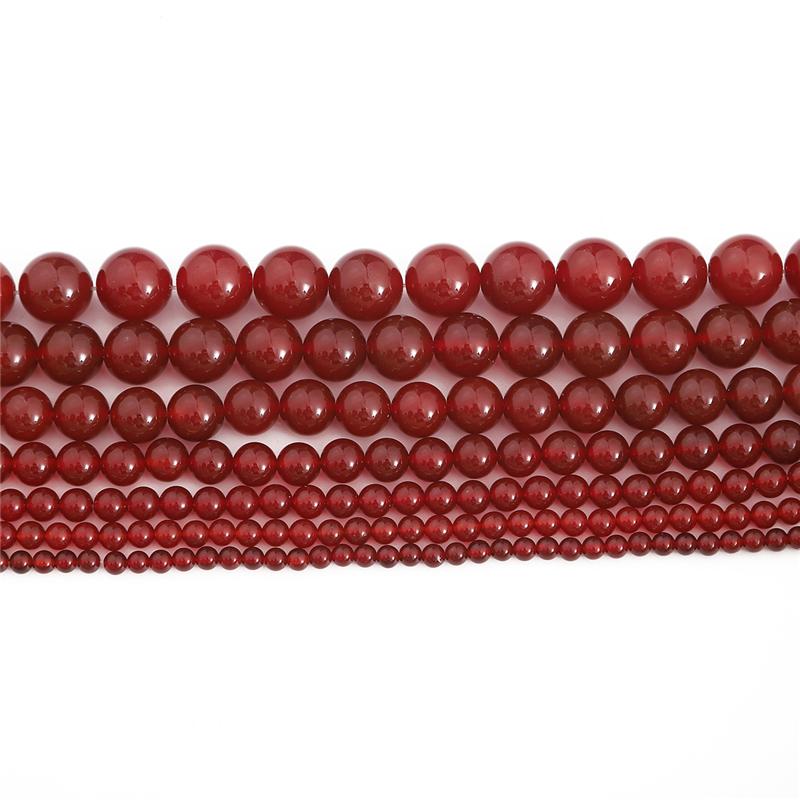 4-14mm/28-90Pcs Red Agate Stone Beads For Jewelry Making DIY Bracelet Necklace