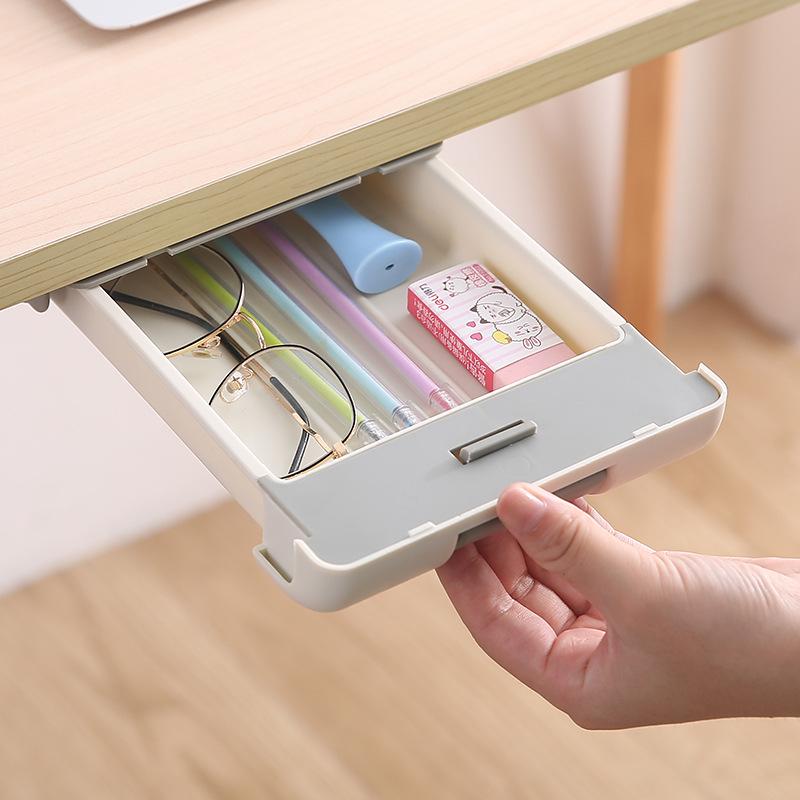 Under-Desk Hidden Drawer Organizer for Office Supplies