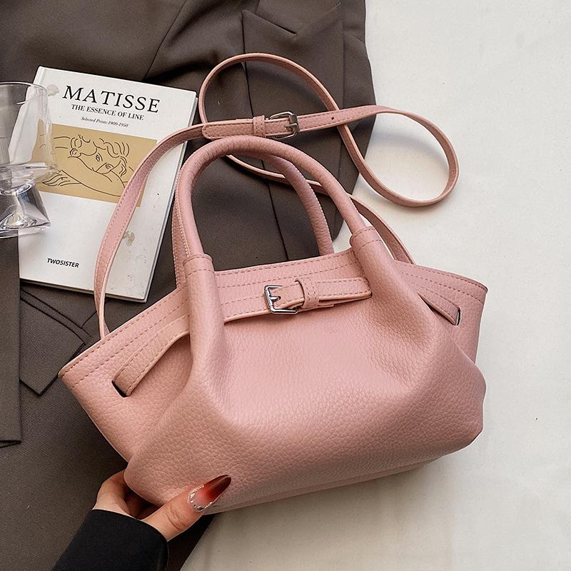 

2025 new hot-selling high-end lychee pattern portable pleated bucket bag fashionable versatile foreign style messenger women s bag