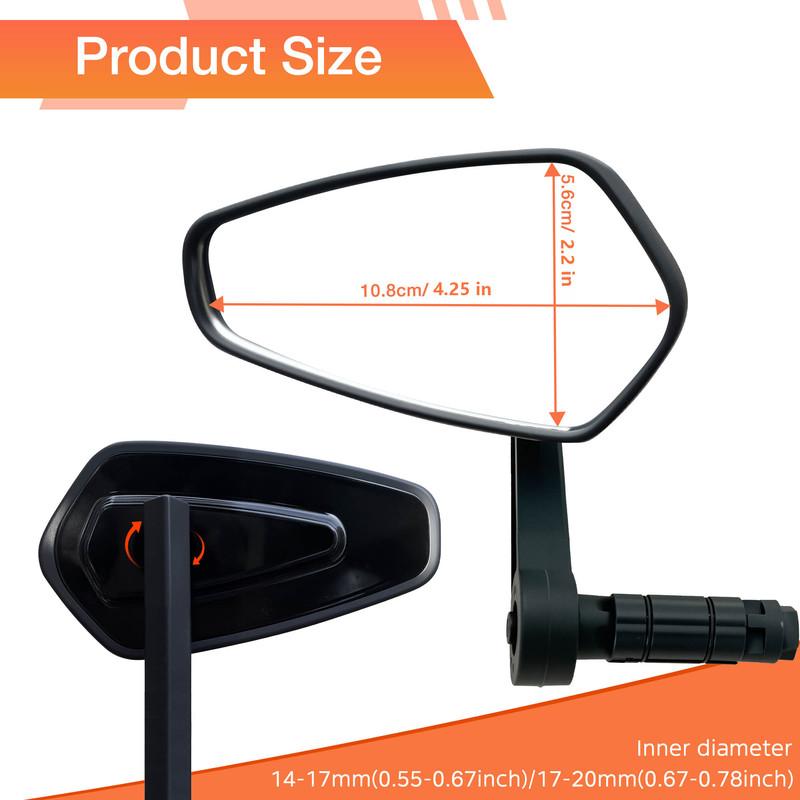 Bike Mirror, Bicycle Mirror for Handlebar Mount, Scratch Resistant Glass Lens Large Bar End Bike Rear View Mirror for E-bike, Mo
