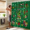 1pc Merry Christmas Green Printed Waterproof Shower Curtain with 12 Hooks, Available In Multiple Sizes and Machine Washable
