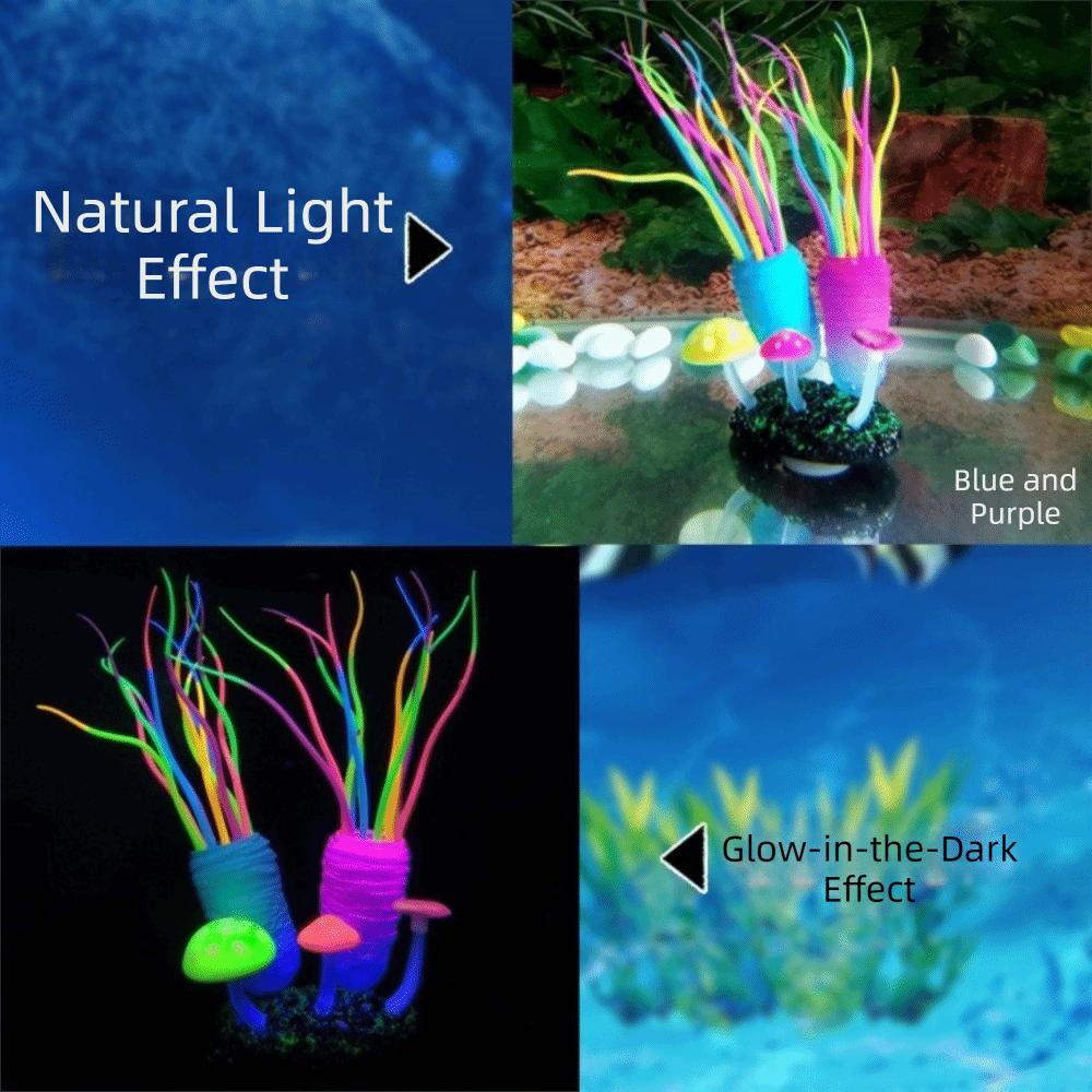 Luminous Simulated Sea Squirt Realistic Silicone Artificial Mushroom Ornament Lifelike Colorful Aquarium Water Plants Fish Tank