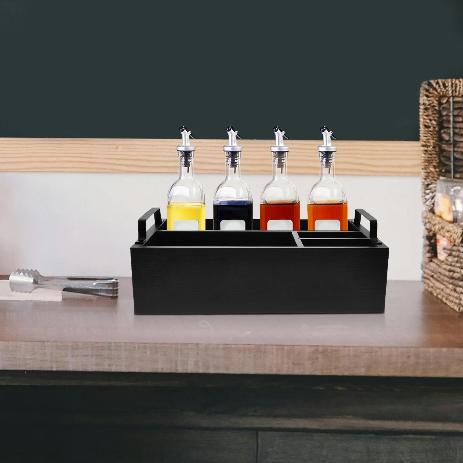 

Station Organizer Wooden Storage Box For Countertop Coffee Tea Supplies Holder Coffee Bar Accessories Condiment Organizer 30X19.8X18.3CM