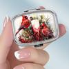 Portapillole Portatile con 2 Scomparti, Mini Custodia Organizer in Metallo per Medicine, Carino Contenitore Stampato per Pillole, Vitamine, Gioielli, Viaggio, Uso Quotidiano