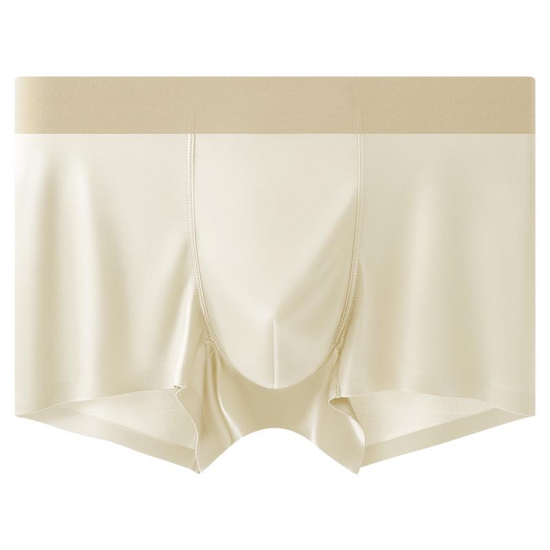 Seamless Quick-Dry Ice Silk Men s Antibacterial Boxer Briefs with Breathable Mulberry Silk Crotch