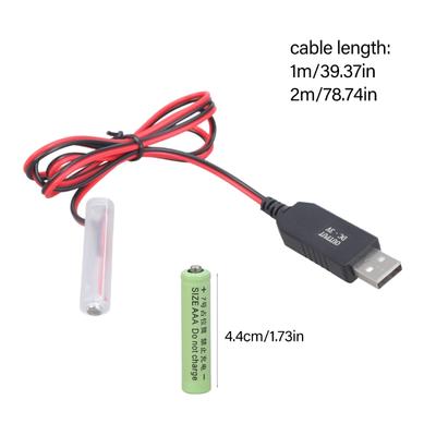 USB 5V To 3V (2x1.5V) 3A Dummy Battery Eliminators Cable for Remote Control Radio LED Light