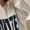 Koreanische Chic Y2k Lose Zip Up Pullover Frauen Herbst Dicken Stil Casual Brief Drucken Kleidung Neue Harajuku High Street Solide tops