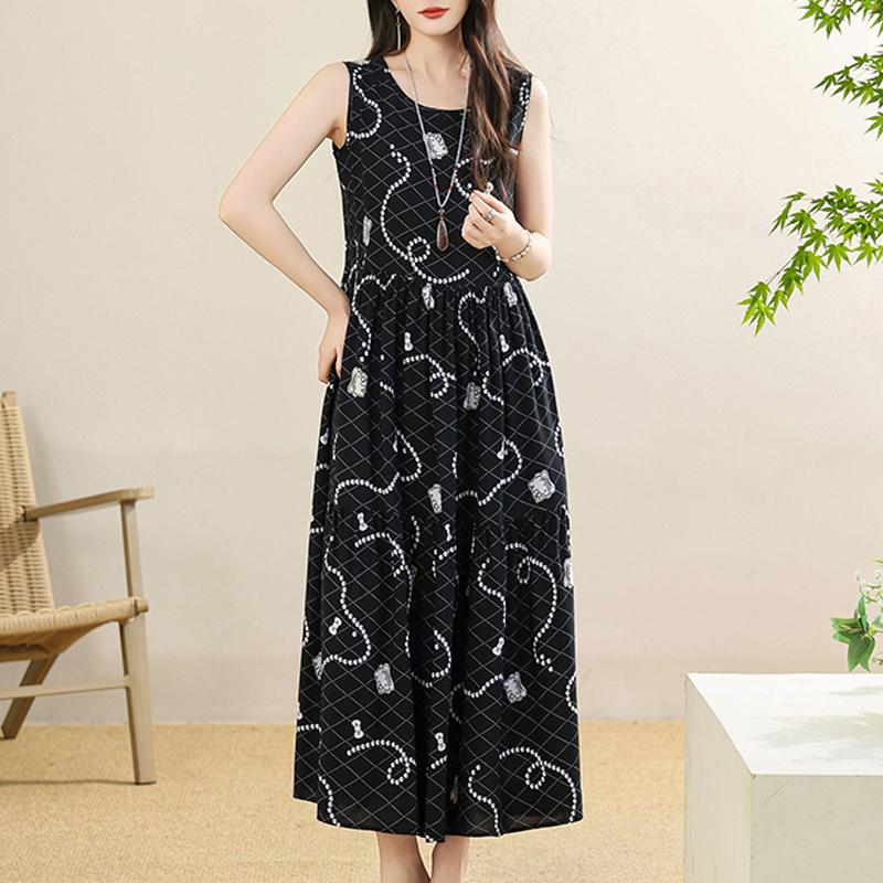 Women's Plus Size Floral Print Sleeveless Maxi Dress, Casual Loose Summer Long Dress (XL-5XL)