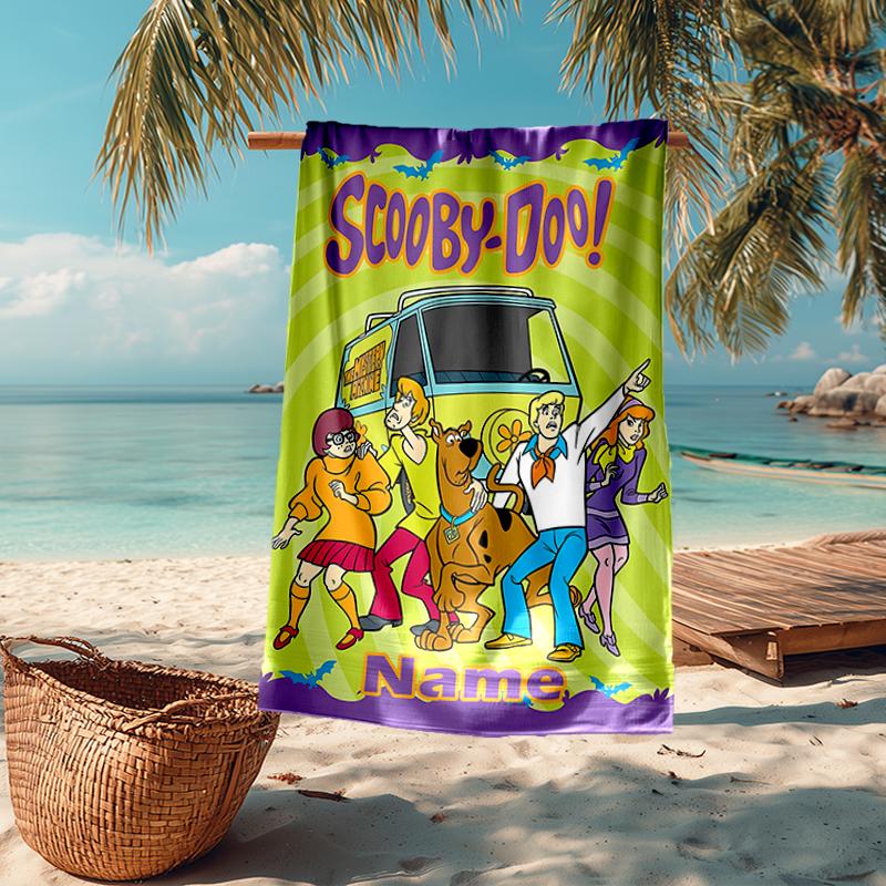 Custom Name Ultra-Soft Beach Towel with Scooby-Doo Theme,Ideal for Pool - Camping, Diving - Perfect Travel Essential, Vibrant Beach Towel.