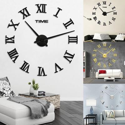 3D Large Roman Numerals Mirror Surface Acrylic Wall Sticker Wall Clock Home Office DIY Nordic Style Art Decor