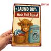 Vintage Metal Poster Cow Washing Machine Laundry Wall Art