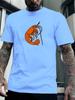 Unisex Summer White Short Sleeve Tee Minimalist Orange Shrimp Graphic Print Crew Neck Loose Casual Streetwear Male Fashion Tops