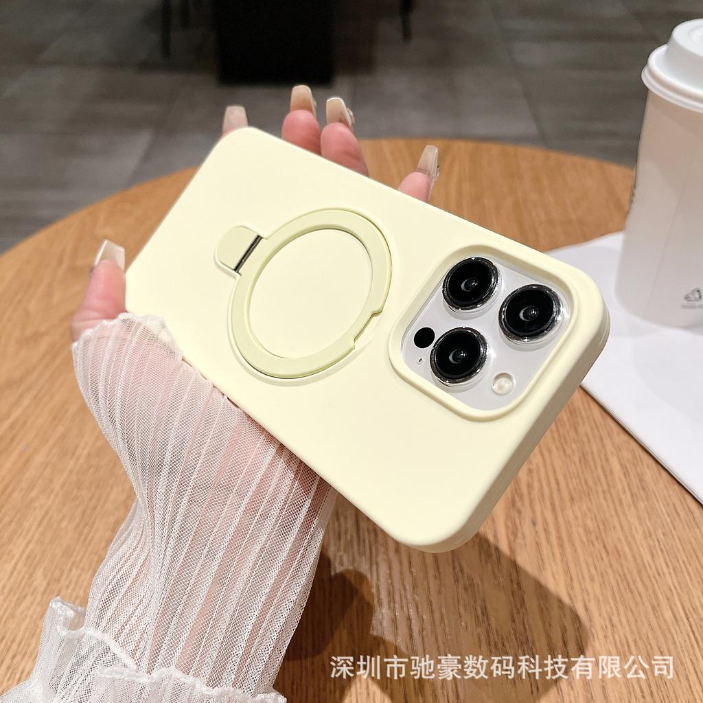 Applicable To iPhone17promax Liquid Magnetic Suction Bracket Mobile Phone Case Apple 16 Silicone Anti-drop Large Hole Anti-drop Cover