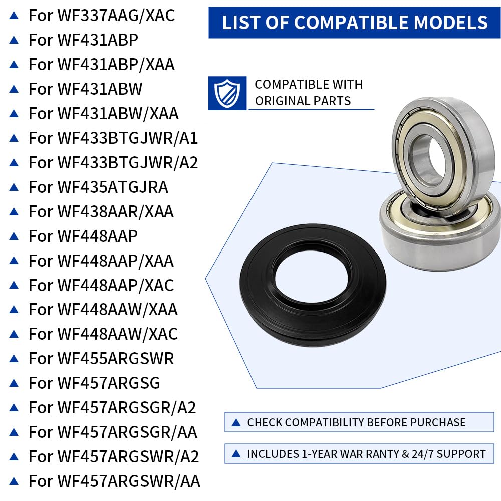 Washer Seal Bearing Kit for Samsung Replacement for DC62-00156A 6601-002632, Compatible with WF431ABP WF45K6500, WF45R6100